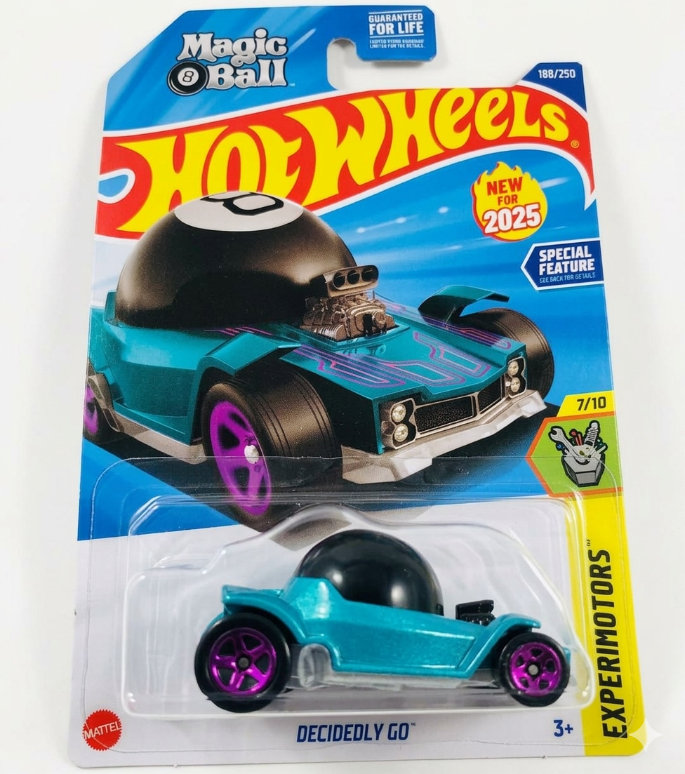 2025 Hot Wheels #188 Experimotors 7/10 DECIDEDLY GO Blue Magic 8 Ball New Model