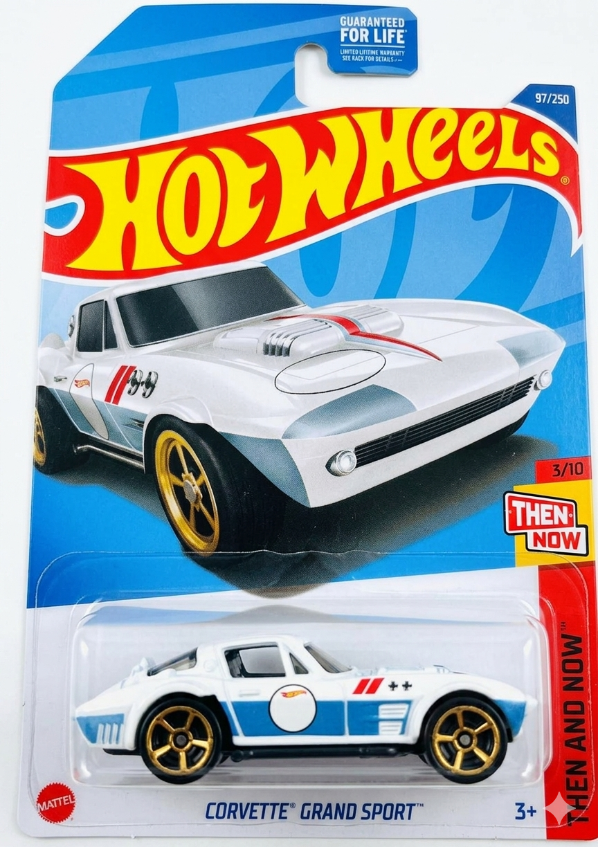 Hot Wheels 2024 Mainline – Corvette Grand Sport (White) – Then and Now 3/10 – #97/250