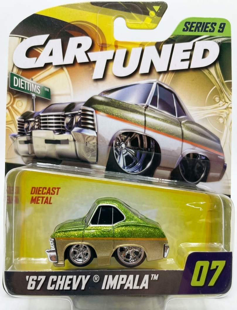 Packaged '67 Chevy Impala toy car from Car Tuned series on a white background