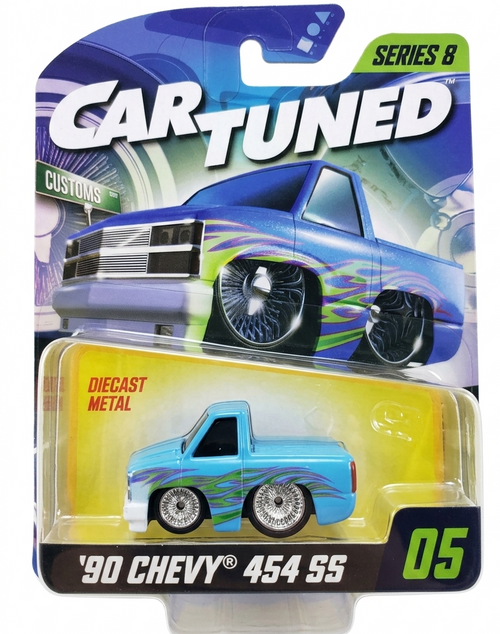 Packaged '90 Chevy 454 SS toy car from Car Tuned series on a white background