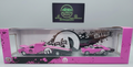 Model car set in a pink and black box with a visible brand logo.